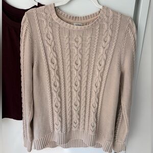L.L. Bean Women's Cable Knit Sweater - Light Beige
